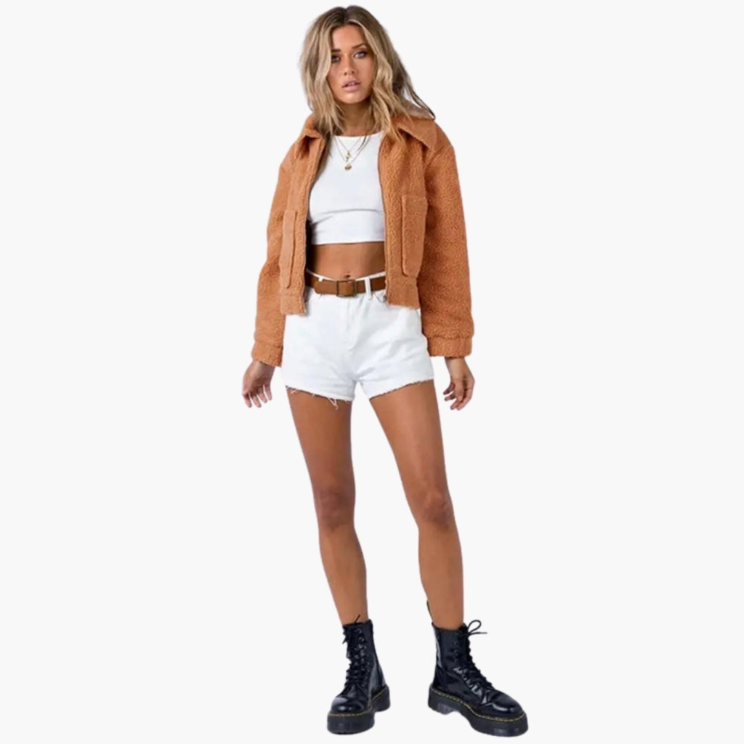 Chaqueta bomber para mujer con superficie texturizada