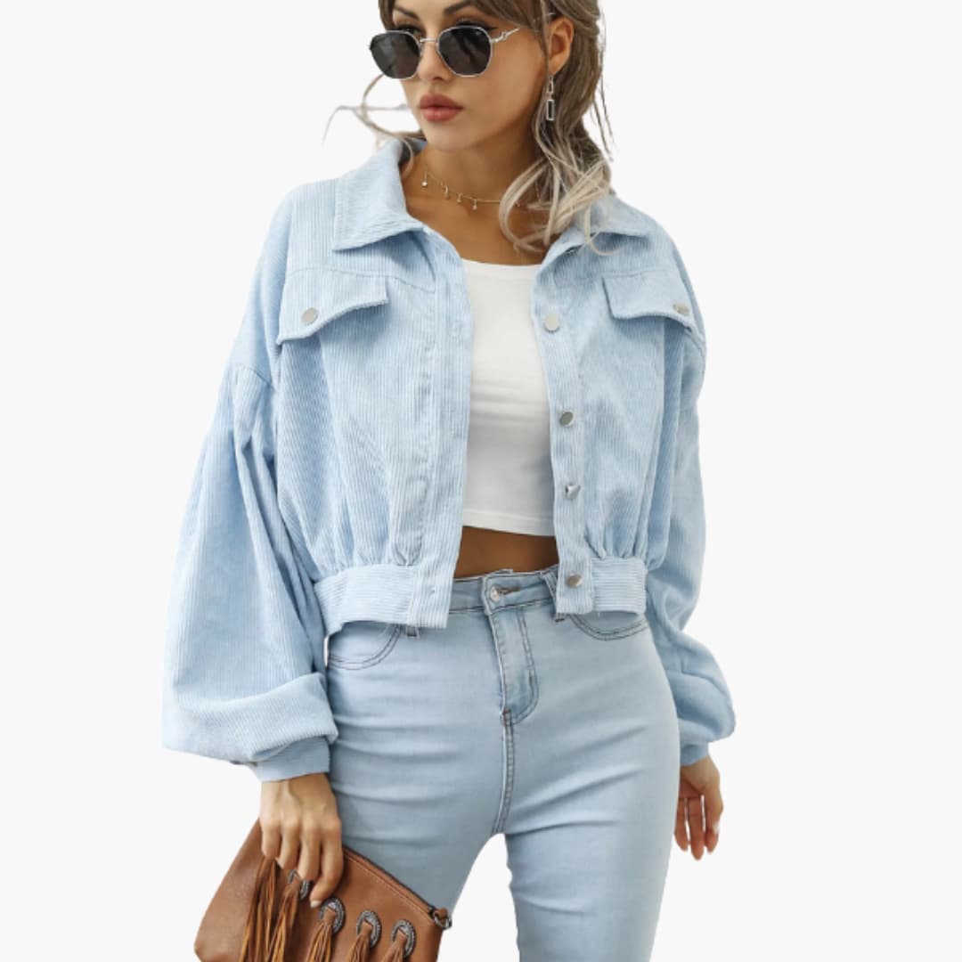 Veste bomber femme courte avec fermeture zippée et ourlet côtelé