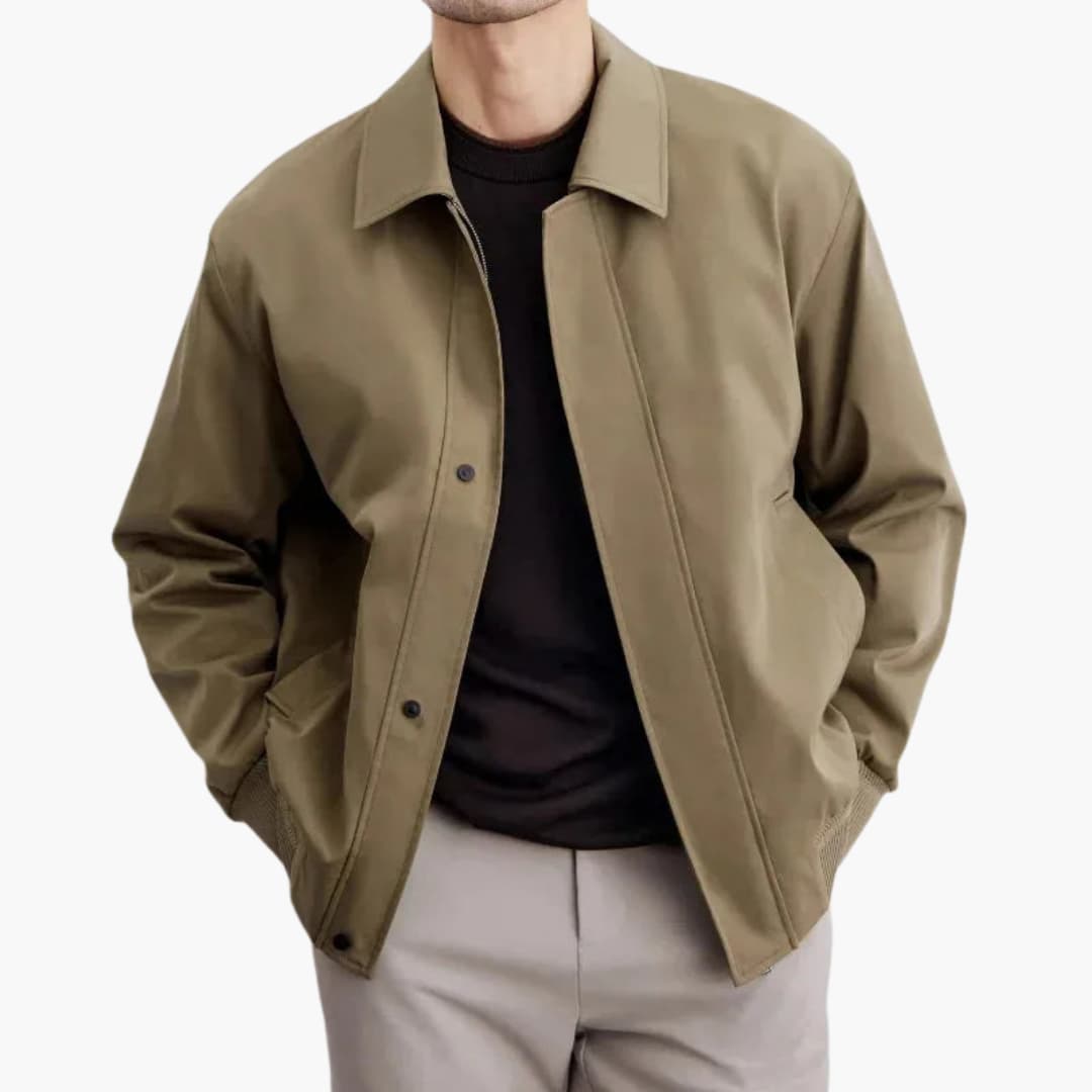 Veste bomber homme à col pointu avec fermeture zippée