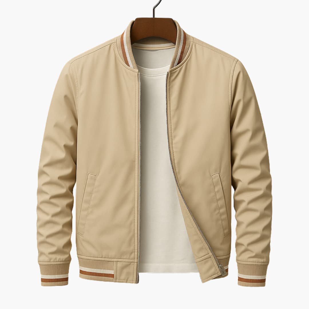 Veste bomber homme zippée avec poignets rayés