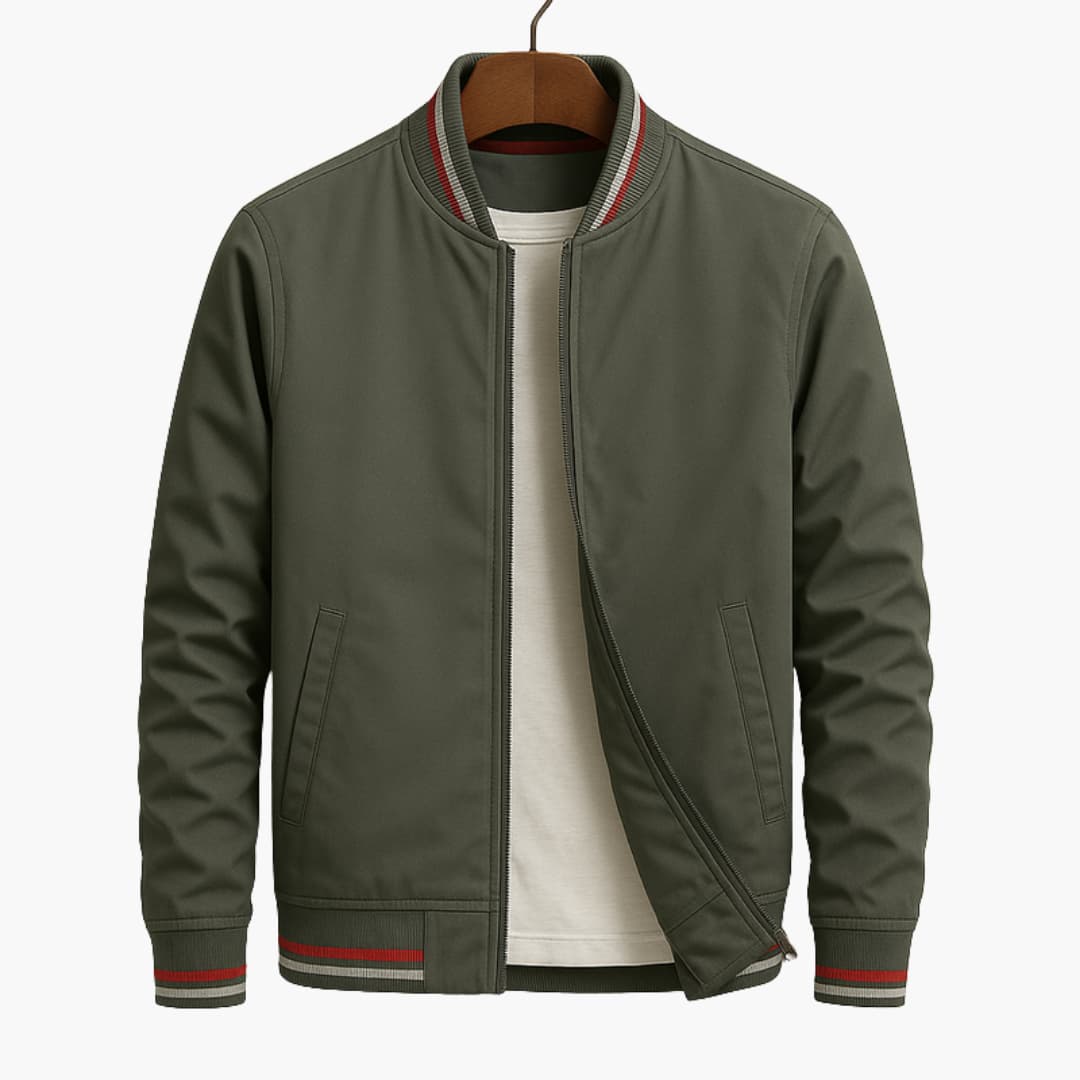 Veste bomber homme zippée avec poignets rayés