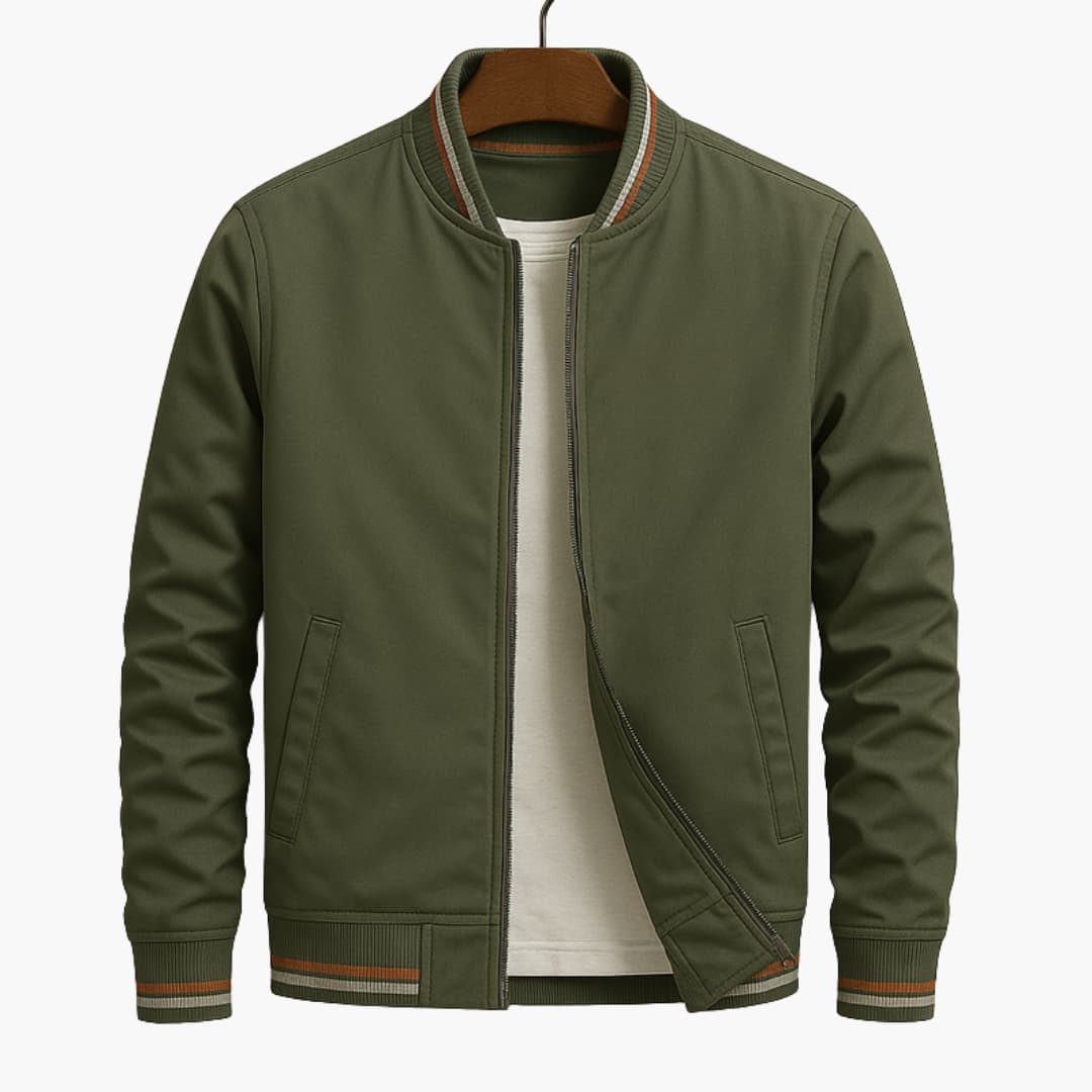 Veste bomber homme zippée avec poignets rayés