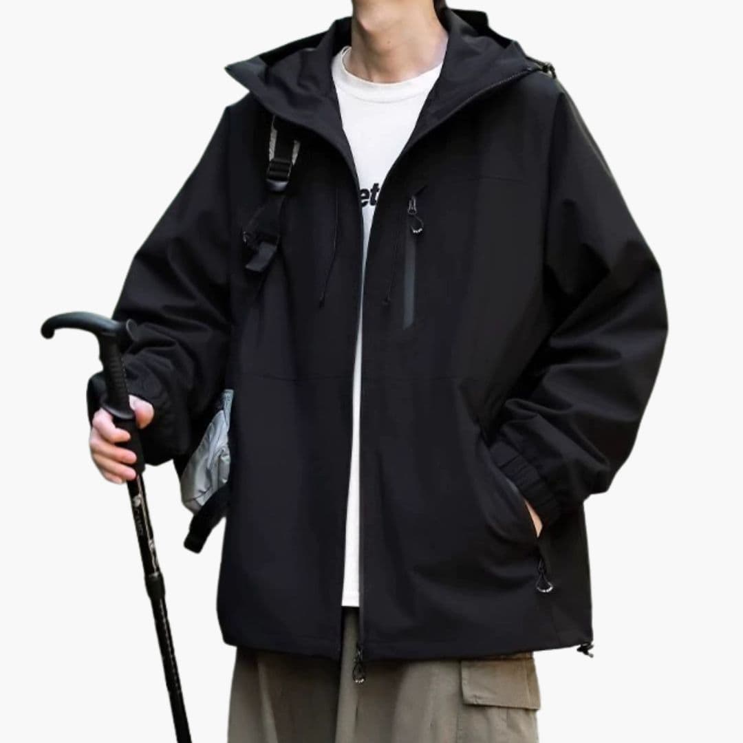 Women's rain jacket with zipper closure