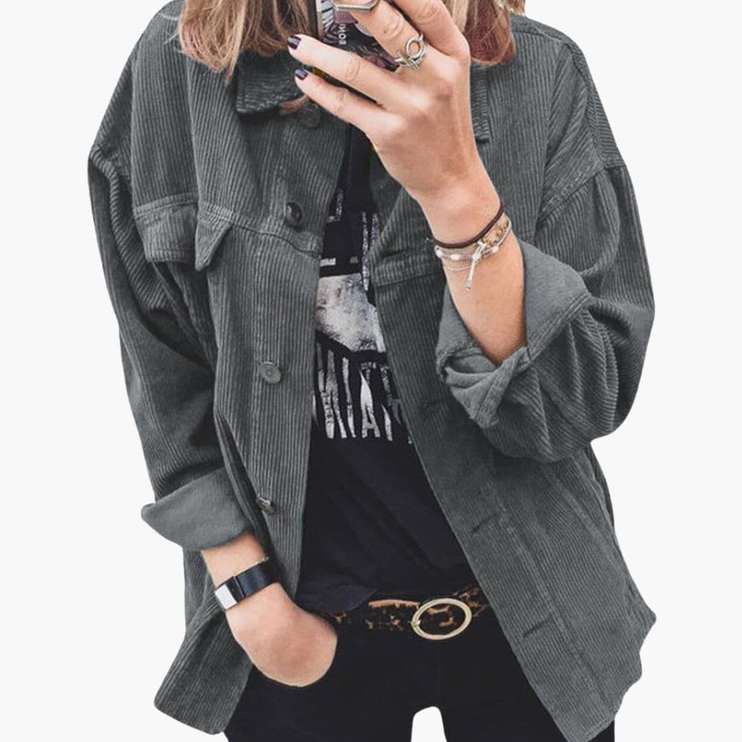 Women's jacket with buttons and patch pockets