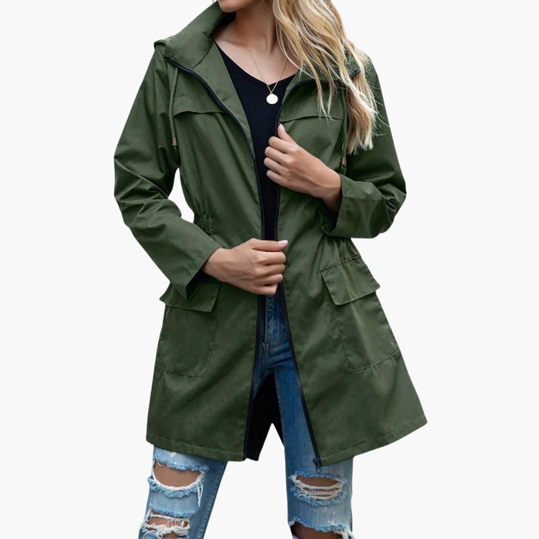 Veste femme en maille fine avec capuche et fermeture zippée devant