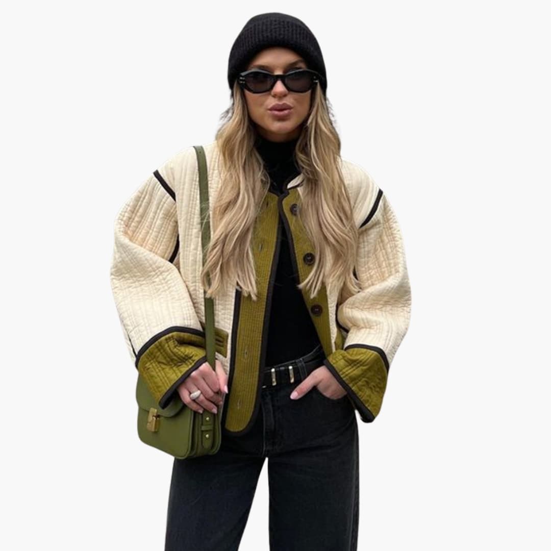 Women's quilted jacket with button closure