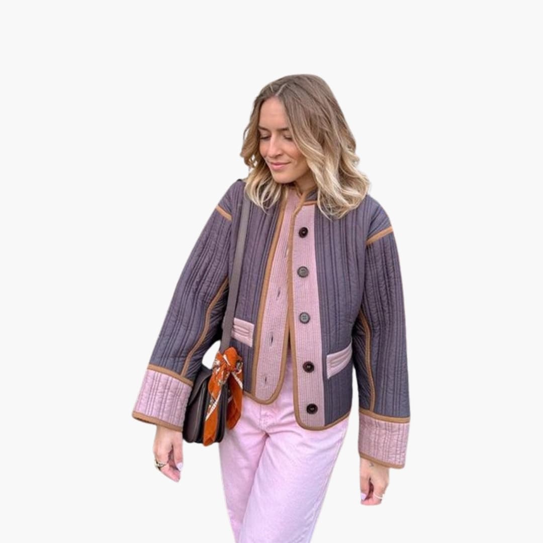 Women's quilted jacket with button closure
