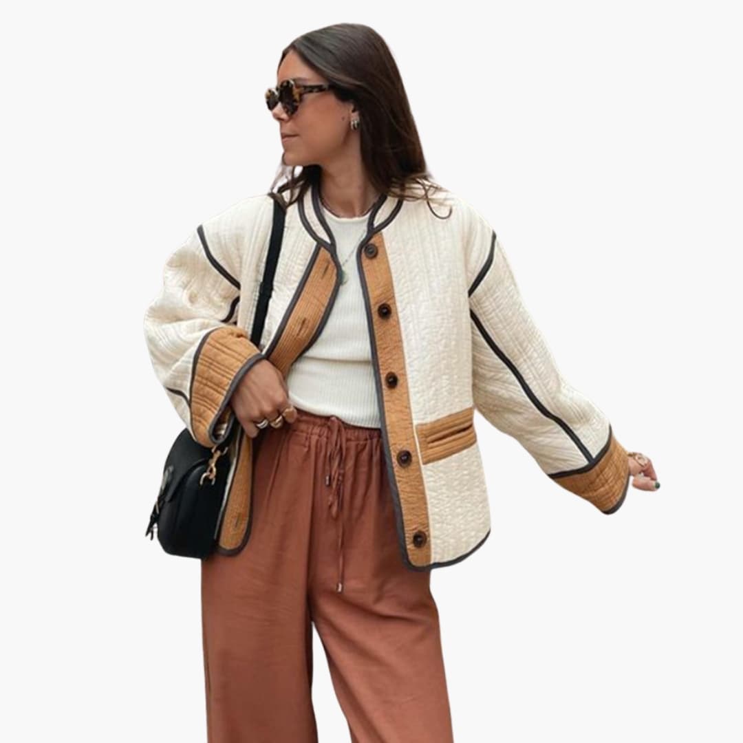 Women's quilted jacket with button closure