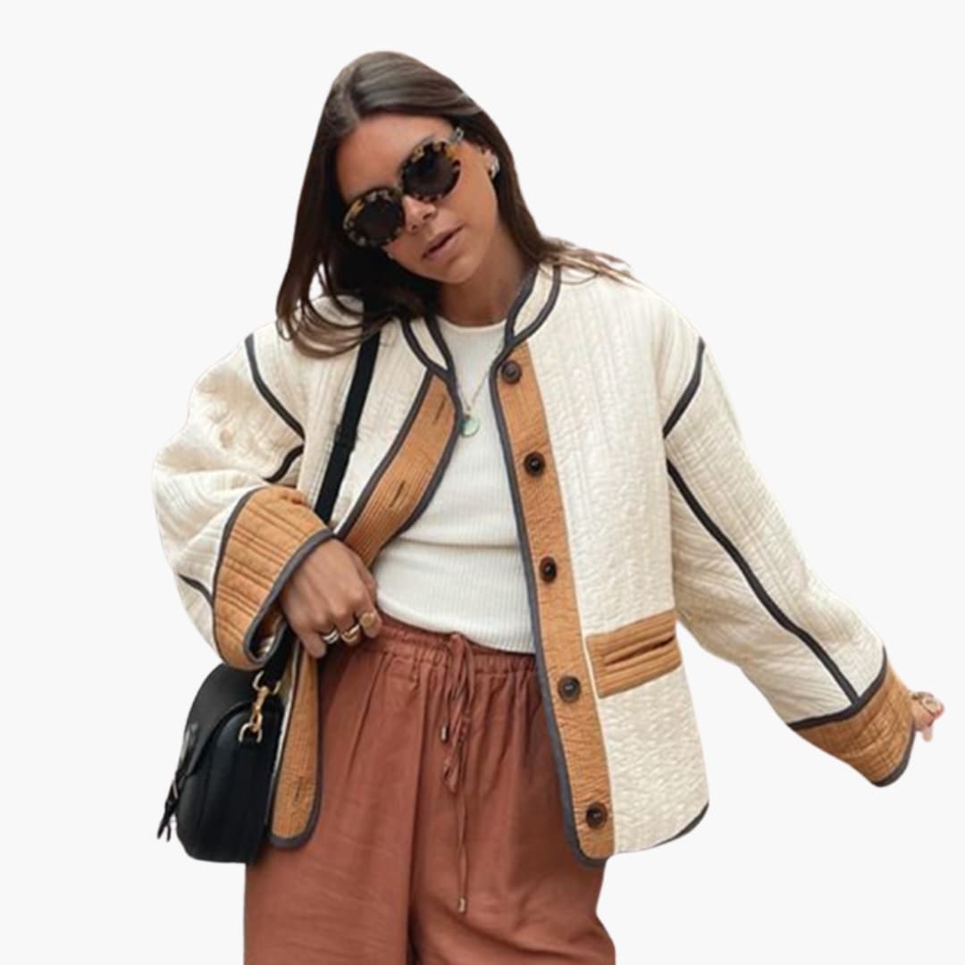 Women's quilted jacket with button closure