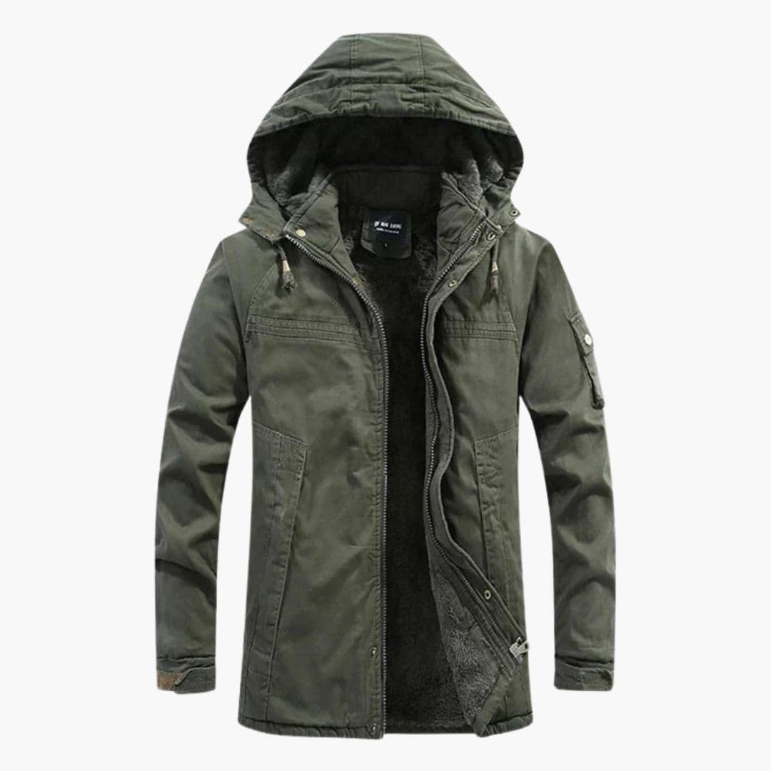 Veste homme à capuche avec fermeture zippée et doublure polaire