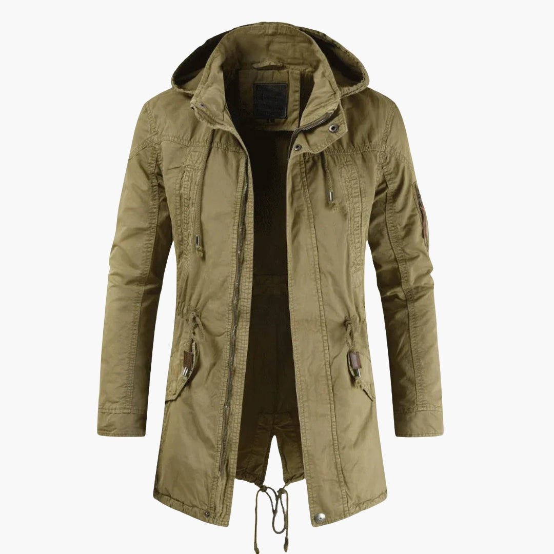 Veste homme à capuche avec taille à cordon
