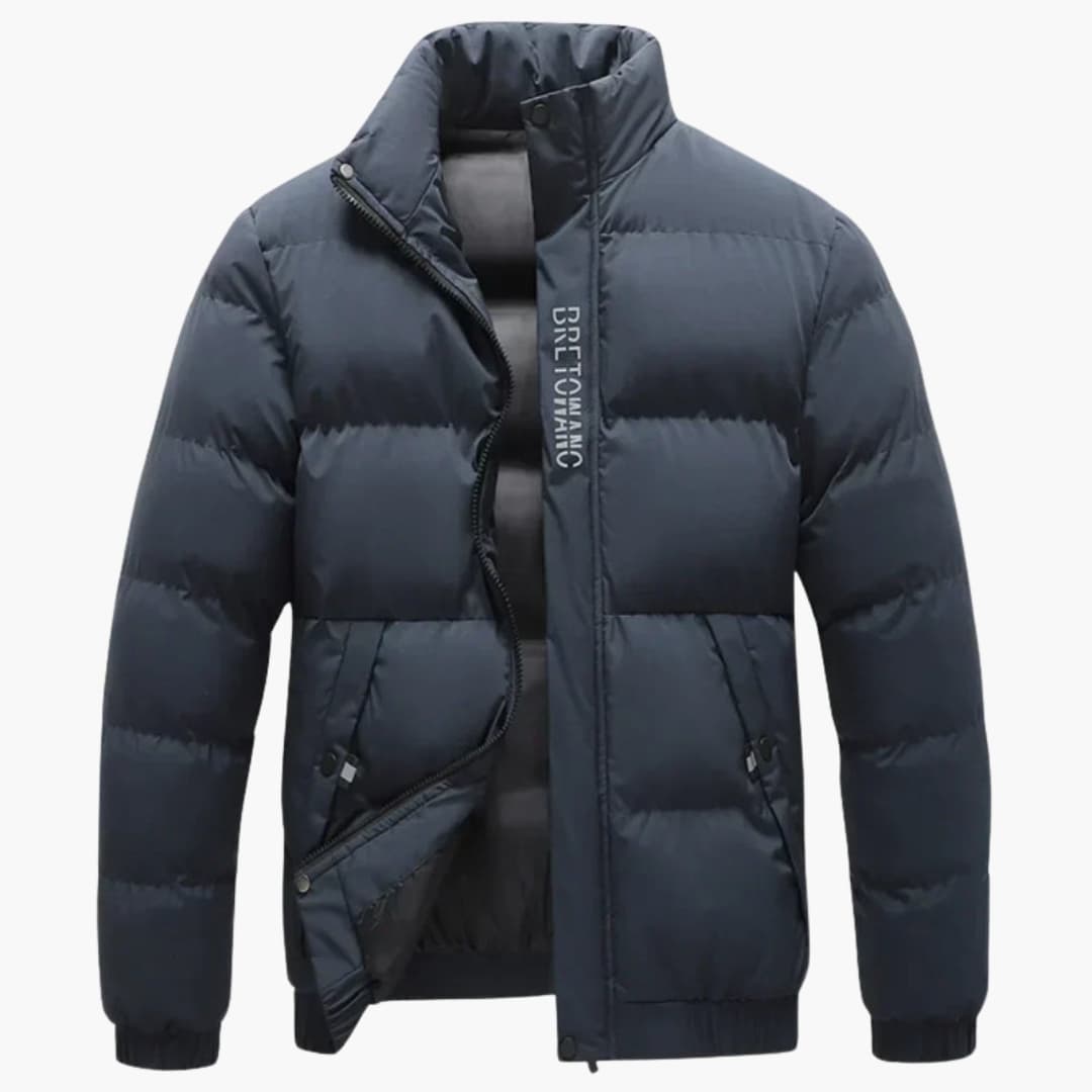 Herenjas met opstaande kraag van sharkskin-stof
