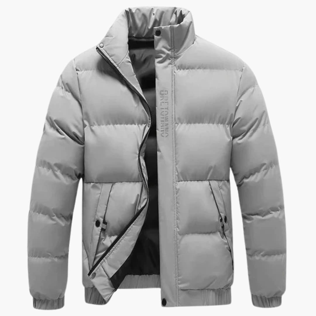 Herenjas met opstaande kraag van sharkskin-stof