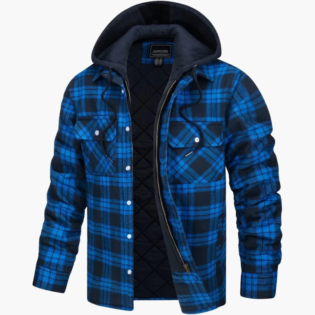 Veste homme avec motif à carreaux et capuche