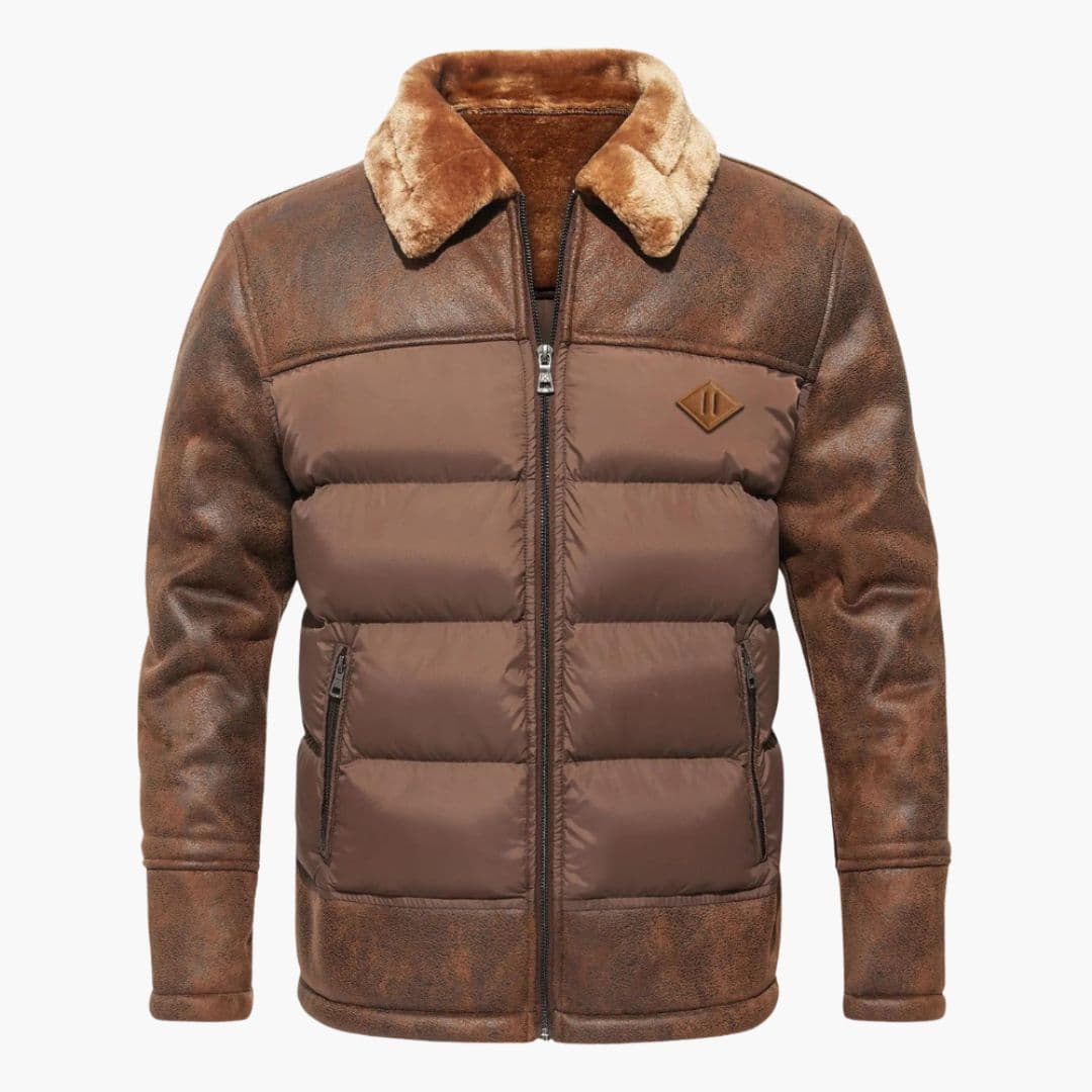 Veste homme matelassée avec col imitation fourrure