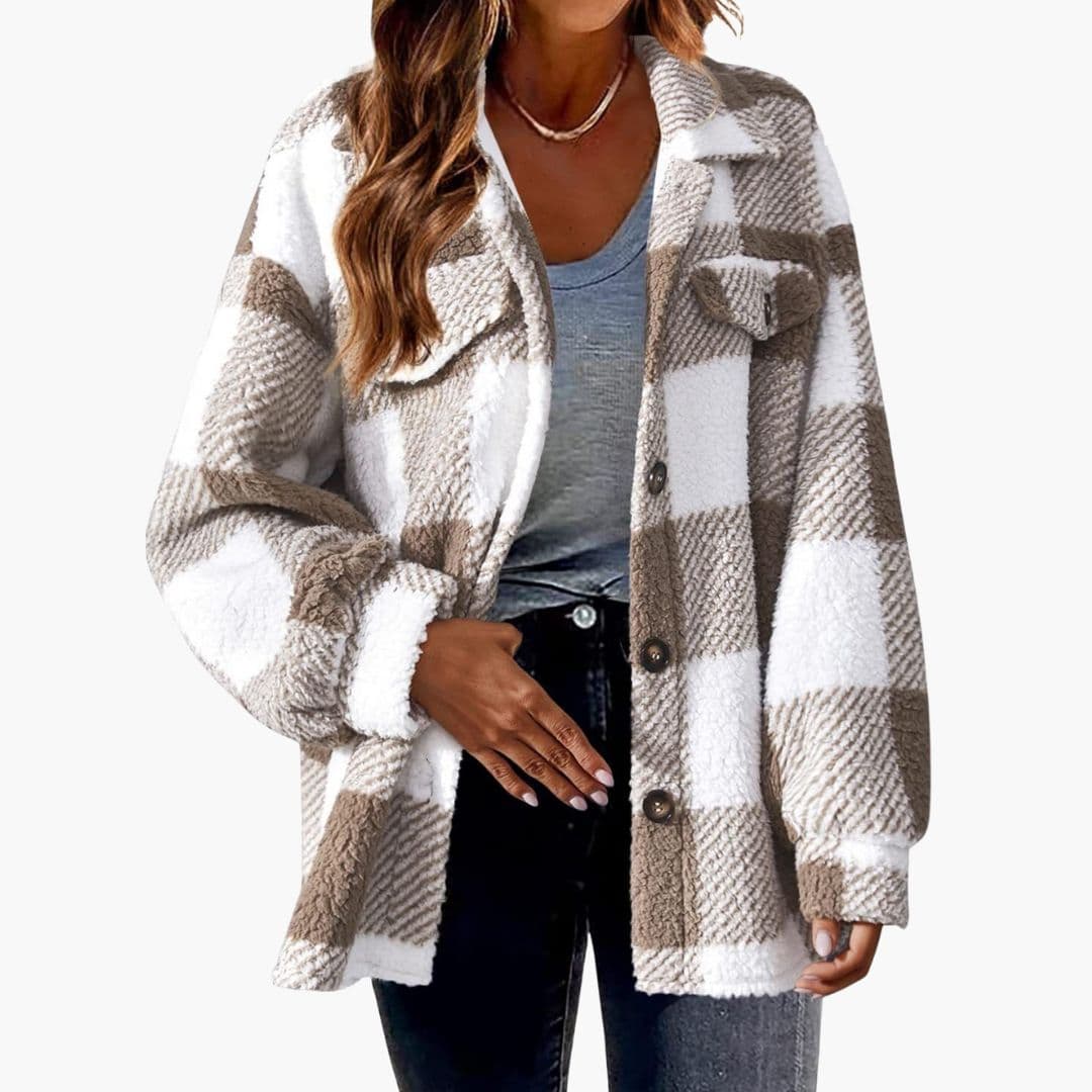 Damen Fleecejacke mit Karomuster