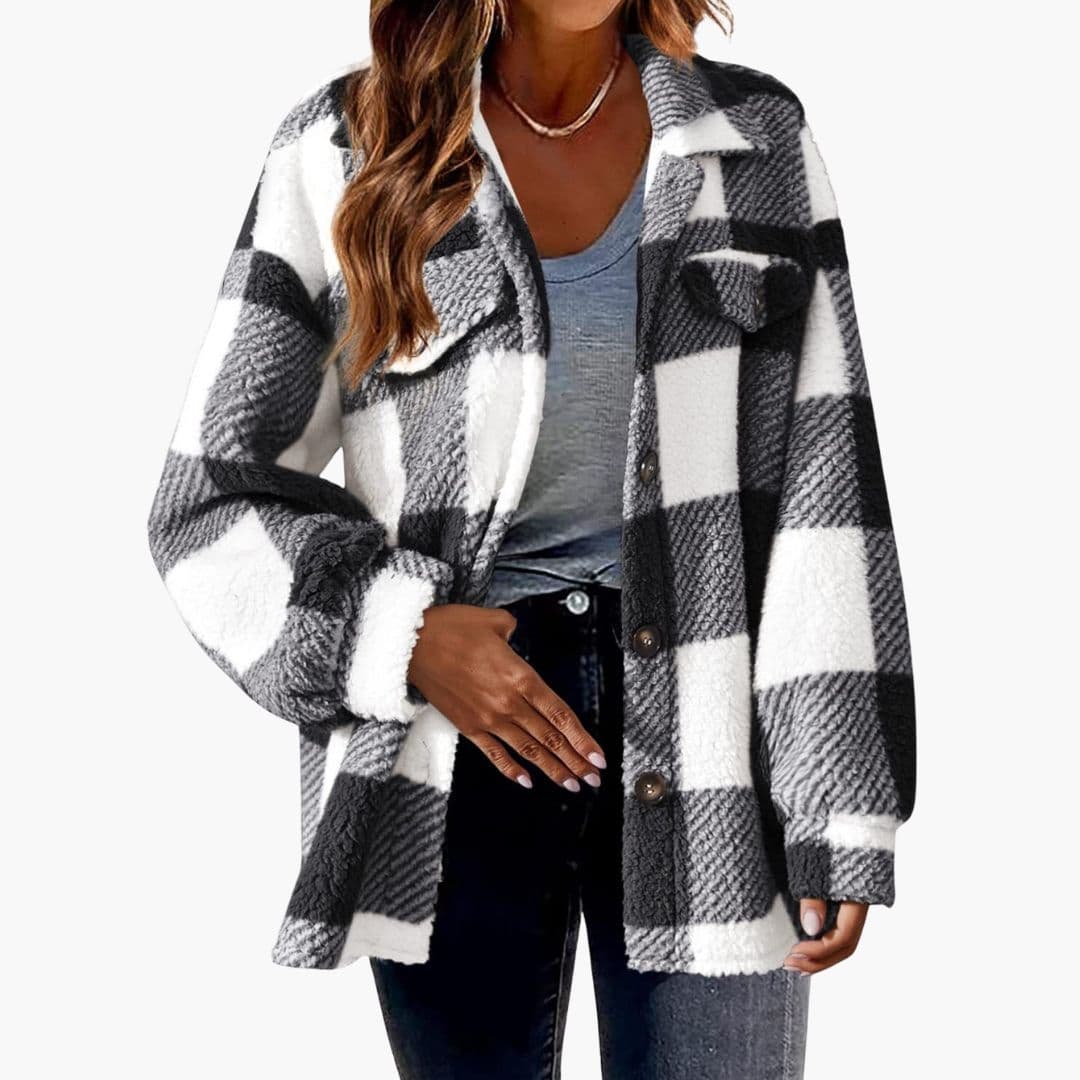 Veste polaire femme à carreaux