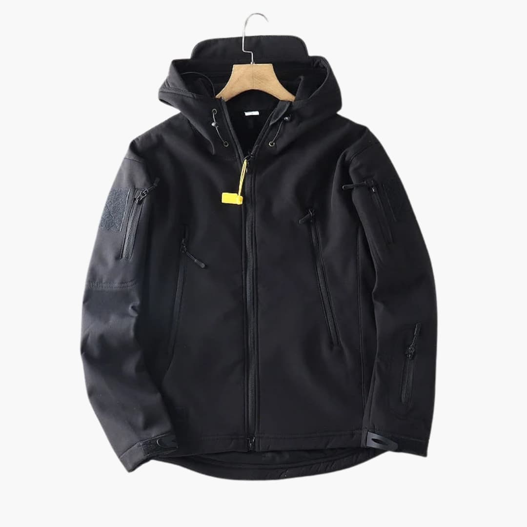 Casaco softshell homem com capuz e fecho éclair