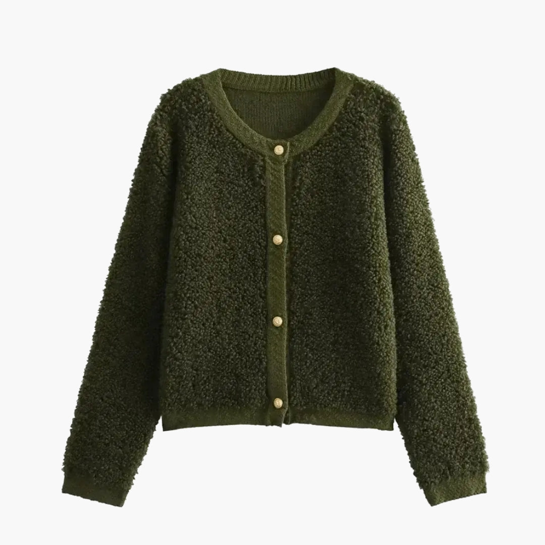 Veste teddy femme avec col rond et coupe ample