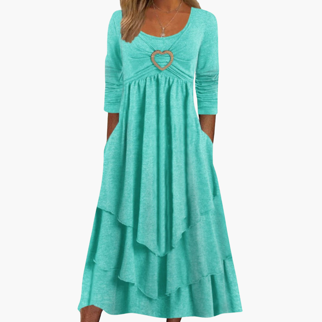 Robe femme col dégagé à manches longues