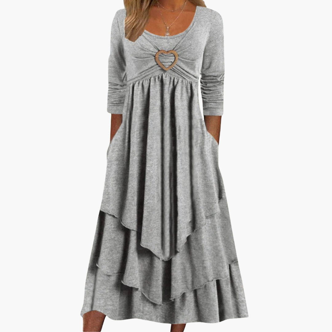 Robe femme col dégagé à manches longues