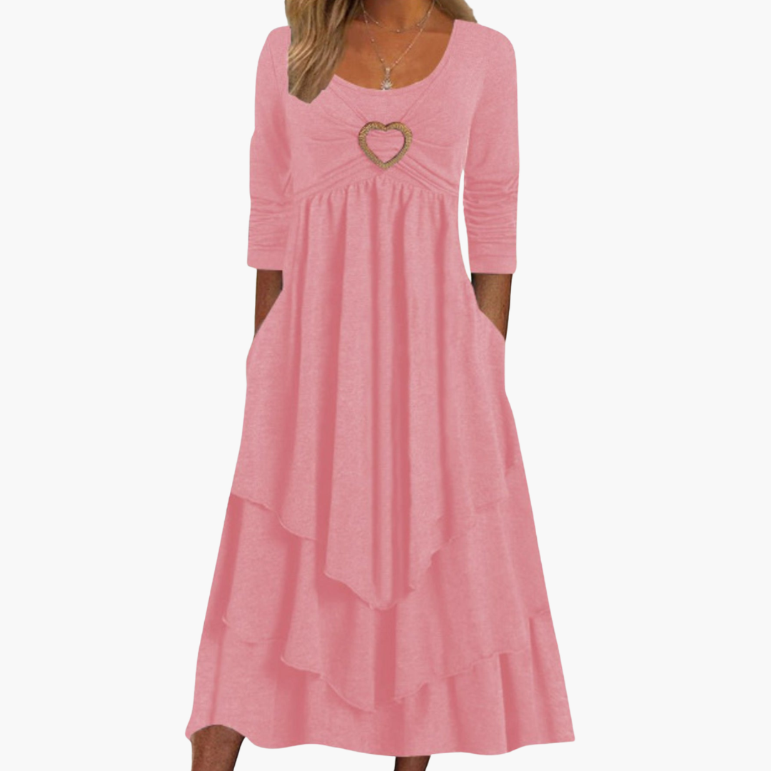 Robe femme col dégagé à manches longues