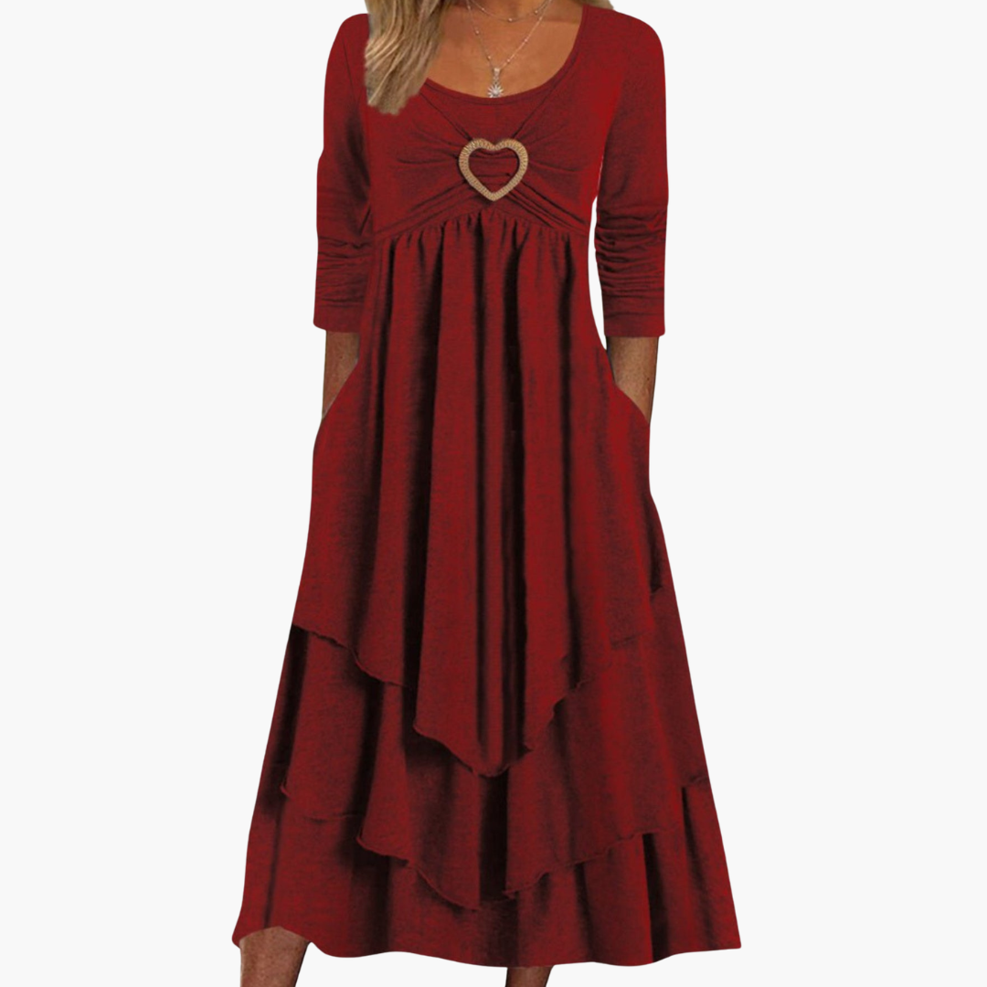 Robe femme col dégagé à manches longues